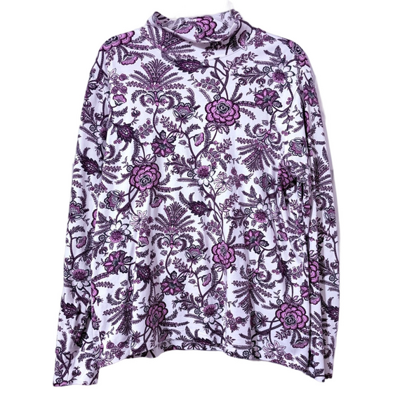 Lands' End Tops - Lands’ End Floral Long Sleeve Mock Turtleneck Top
